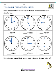 telling time worksheets o clock and half past