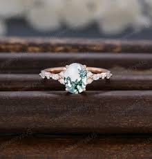 Oval Moissanite Engagement Ring Vintage Rose Gold Engagement Ring Marquise  Cluster Diamond Engagement Ring Bridal Wedding Ring Anniversary