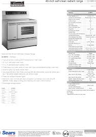 How long has this been going on with your kenmore range? Kenmore Elite 5 4 Cu Ft Double Oven Electric Range Stainless Steel Specifications 22 99613