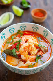 Top Down View Of Delicious Tom Yum Soup With Shrimp And Mushroom A Delicious Thai Recipe Laid In A B Tom Yum Soup Tom Yum Soup Recipe Authentic Asian Recipes