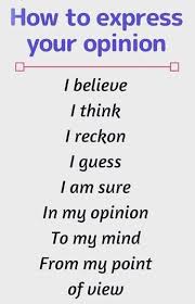 Como Expressar Sua Opiniao English Phrases Learn English Words Conversational English