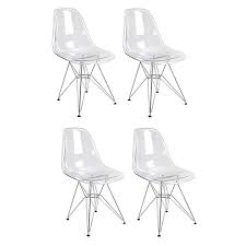 Ergo Furnishings Mid Century Eiffel Tower Clear Acrylic Side Dining Chair Chrome Base Set Of 4 Review Side Chairs Dining Dining Chairs Chair