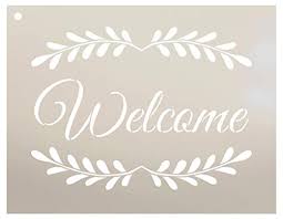 Anyone can create a masterpiece in minutes. Welcome With Leaves Vertical Stencil By Studior12 Reusable Mylar Template Use To Paint Wood Signs Pallets Pillows Walls Diy Home Decor Select Size 24 X 17 Wantitall