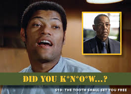 Laurence Fishburne (credited as Larry Fishburne), who played Corporal  Dorsey in “The Tooth Shall Set You Free,” was roommates with Giancarlo  Esposito in the early '80's.