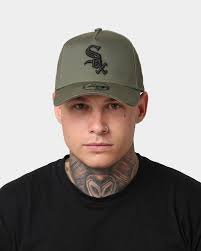 olive white sox hat