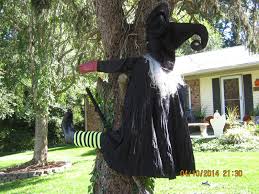 Witch Crashed Into Tree Built By Hubby And Me Halloween Outdoor Decorations Outdoor Halloween Halloween Decorations