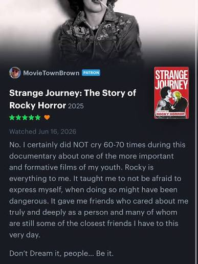 Here are a few Letterboxd Reviews of 'Strange Journey: The Story of Rocky  Horror'. :)