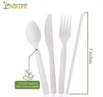 7" CPLA Flatware Wholesale Factory Price Disposable Compostable Cutlery Set  Cpla Biodegradable Cutlery Set