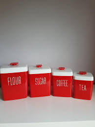 Black And White Canisters Australia Vintage Nally Ware Red White Canister Set 1950 S White Canister Set White Canisters Vintage Kitchen