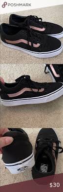 Black And Rose Gold Vans Black And Rose Gold Old School Vans In 2020 Old School Vans Vans Vans Shoes