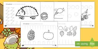 Herbstliche Arbeitsblatt Erstes Schreiben Schwungubungen