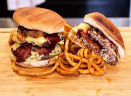 BBQ Bacon Smash Burgers w Curly Fries : rFoodPorn