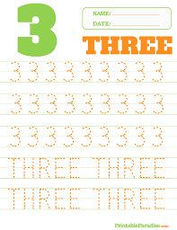 Printable Number 3 Tracing Worksheet Tracing Worksheets Printable Numbers Worksheets For Kids