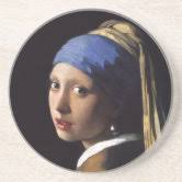 Girl with a Pearl Earring After Johannes Vermeer Stone Coaster