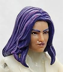 Female Head: "CHRISTINA" LIGHT-TAN (Asian) Skin Tone with 2 (TWO) PURPLE  Hair Pieces (LONG AND MEDIUM Length) Deluxe Set