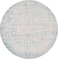 The soft distressed design in light gray and cream hues. Light Blue 183cm X 183cm New Vintage Round Rug Area Rugs Round Area Rugs Area Rugs Light Blue Area Rug