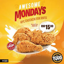 discount from original price 416thb buy 3 original chicken and 3 honey tamarind chicken get free 3 wing ped ped and 3 honey tamarind wings. 4 Jan 2021 Onward Texas Chicken Awesome Mondays Promotion Everydayonsales Com