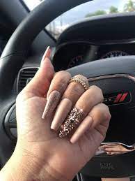 Sweet 16 In 2021 Champagne Nails Nails Design With Rhinestones Acrylic Nail Designs