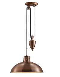 Offer a fabulous industrial style to your home; Julia Jones Retro Rise Fall Antique Copper Pendant Pendant Lights