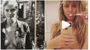 The supermodel's bod is looking super toned, especially her abs and legs. Heidi Klum Teases Her Instagram Fans As She Goes Topless While Brushing Her Teeth Hungryboo