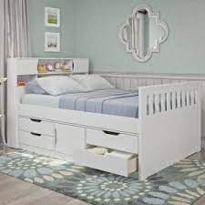 Baxton studio elmdon full wood slatted platform bed in walnut. Corliving Madison Snow White Full Double Captain S Bed Bmg 110 D The Home Depot Bed Frame With Storage Platform Bed With Storage Kids Beds With Storage