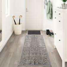 Manstrup Rug Low Pile Gray Antique Look Floral Patterned Ikea Rugs Flatwoven Entryway Runner