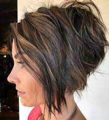 Disheveled Razored Stacked Bob Layered Bob Hairstyles Thick Hair Styles Short Hairstyles For Thick Hair