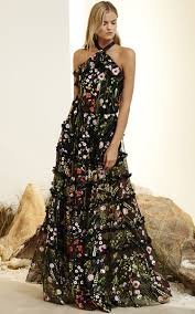 Alexis Black Glory Floral Embroidered Gown Vestidos De Fiesta De Color Rojo Vestidos De Fiesta Vestidos De Verano