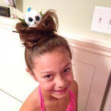 Crazy Hair Day Bird Nest With Beanie Boo Owl In It So Easy And So Cute Crazy Hair Wacky Hair Crazy Hair Days