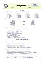 Exercices orthographe, Exercice cm1, Orthographe cm2