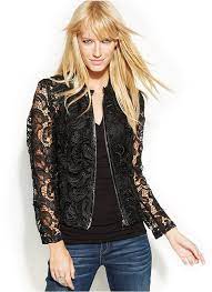 Inc International Concepts Faux Leather Trimmed Lace Moto Jacket Blazer Jackets For Women Fashion Women