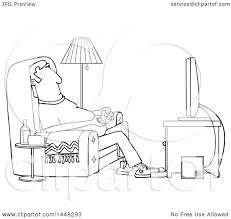 Maybe you would like to learn more about one of these? Clipart Of A Cartoon Black And White Lineart Man Paying Video Games In His Living Room Royalty Free Vector Illustration By Djart 1448293