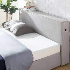 You can even complete the look with other products from the songesand series.ample storage space is hidden. Zinus Finley 34 Upholstered Platform Bed Frame With Headboard Shelf And Usb Full Walmart Com Walmart Com