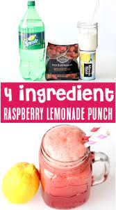 Lemonade Recipe For A Crowd Easy Raspberry Lemonade Party Punch Just 4 Ingredients Raspberry Lemonade Raspberry Lemonade Punch Lemonade Punch Recipe
