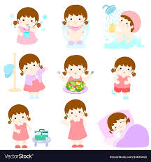 Healthy Hygiene For Girl Cartoon Vector Image On Vectorstock In 2020 Vector Free Cartoons Vector Girl Cartoon
