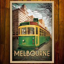 Melbourne W Class Tram Colour Print Melbourne Tram Art Deco Poster Melbourne