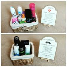 Toiletry Baskets I Bought The 2 Baskets From A Local Discount Store For 9 For Both Then Just Wedding Bathroom Bathroom Basket Wedding Rustic Wedding Favors