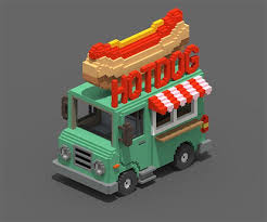 Voxel Hotdog Van In 2020 Hot Dogs Voxel Games Minecraft Projects