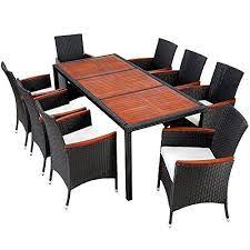 Annonces liées à table et chaise de jardin resine tressee trouvez et achetez tous vos produits en ligne, le shopping n'a jamais été aussi simple ! Tectake Salon De Jardin 8 1 Table De Jardin En Resine Tressee Chaises Salon D Exterieur Poly Rotin Noir Table Elegante Chaises Salon Meubles De Jardin En Rotin
