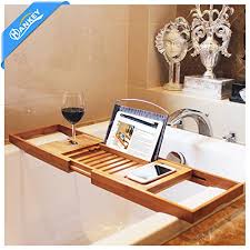 1.5'' h x 8.8'' w x 29.3'' d; Water Resistant Phone And Tablet Compartments Comfysure Adjustable Wooden Serving Tray And Organizer For Any Size Bath Tub Expandable Bamboo Bathtub Caddy Bathroom Trays Bathroom Storage Organization Stanoc Com