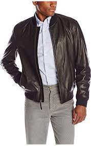Cole Haan Men S Spanish Grainy Leather Varsity Jacket Black Large Cole Haan Men S Outerwear Leather Varsity Jackets Mens Jackets Men S Leather Jacket