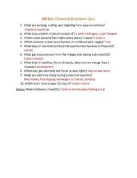 Bill nye & chemical reactions name: Bill Nye Chemical Reactions Quiz Worksheet Answer Key By Mr M