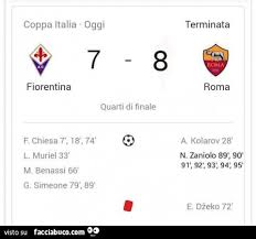 Giovanni simeone hit a brace, while luis muriel and marco bennassi scored. Fiorentina Roma 7 A 8 Facciabuco Com