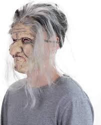 Styler Latex Old Woman Mask Realistic Halloween Mask with Hair : Buy Online  at Best Price in KSA