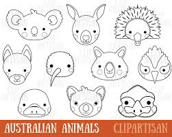 Australian Animal Faces Digital Stamps Koala Kangaroo Wombat Adobe Illustrator File Svg Animal Sewing Patterns Digital Stamps Australian Animals