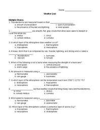 Questions and answers about folic acid, neural tube defects, folate, food fortification, and blood folate concentration. Basic Weather Quiz Worksheets Teaching Resources Tpt