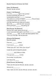 It reached number one on the uk singles chart in july 2019, becoming the second single from the album to reach the summit of the chart. Beautiful People By Ed Sheeran Feat Khalid English Esl Worksheets For Distance Learning And Physical Classrooms