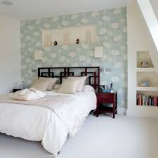 Wake up a boring bedroom with these vibrant paint colors and color schemes and get ready to start 27 bedroom colors that'll make you wake up happier in 2021. A Neutral Bedroom With A Blue Printed Headboard Wall One Wall Wallpaper Bedroom 500x500 Download Hd Wallpaper Wallpapertip