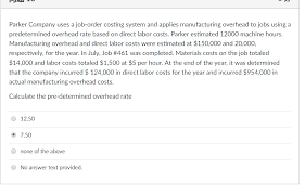 Parker rv & marine, ltd. Parker Company Uses A Job Order Costing System And Chegg Com