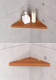 Wandregal 54x60x15cm bambus bad regal 3 facher holz ablage badezimmer hangeregal. Eckablage Dusche Badregal Badezimmer Aus Holz